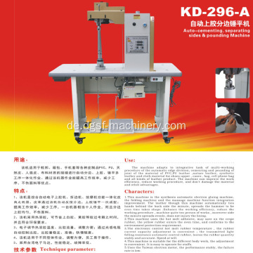 KD-296-A Automatische Kleber und seitlich spaltende Hammer, die flache Maschine kann die Lenkradabdeckung, das Gepäck und das Schuh obere H vervollständigen